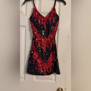 Sequin Mini Dress - Red and Black